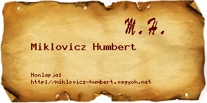 Miklovicz Humbert névjegykártya